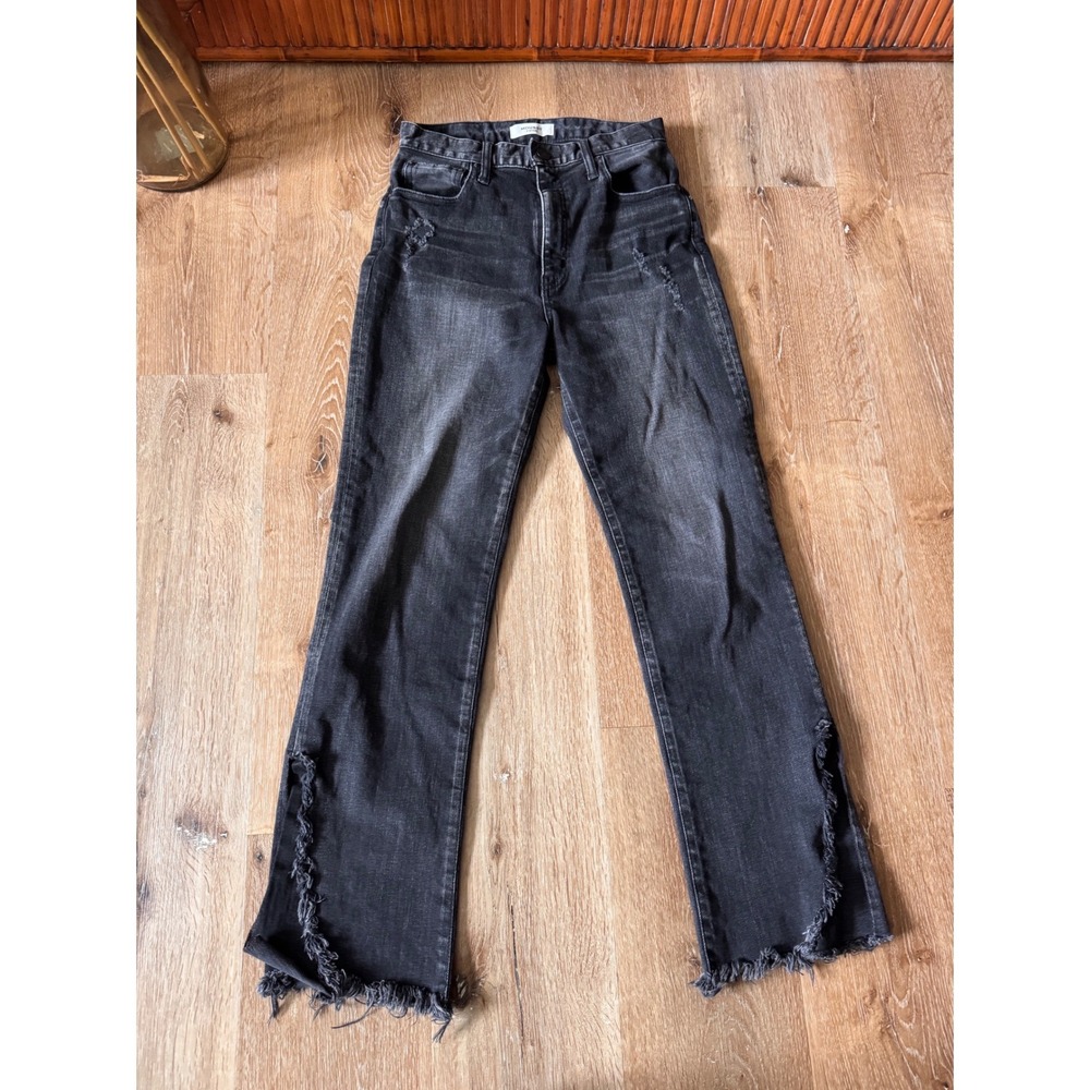 Moussy Vintage Black Alhambra Flare Distressed High Rise Leg Jeans Size 27